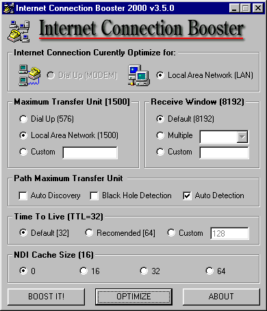 Internet Connection Booster 2000 Screen Shot